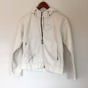 Helly Hansen Soft Shell White Hooded Jacket Fleece Lined XS